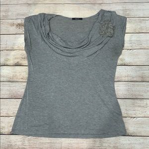 Grey Drape Neck Top